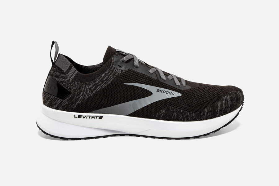 Levitate 4 Road Brooks Running Shoes NZ Mens - Black/White - QFGNEJ-591